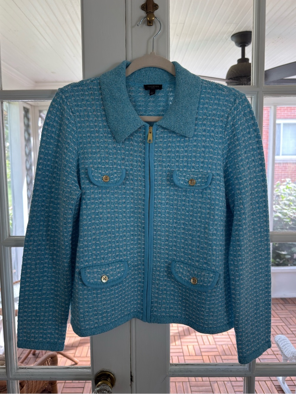 Talbots Knit Tweed Inspired Zip Up Sweater